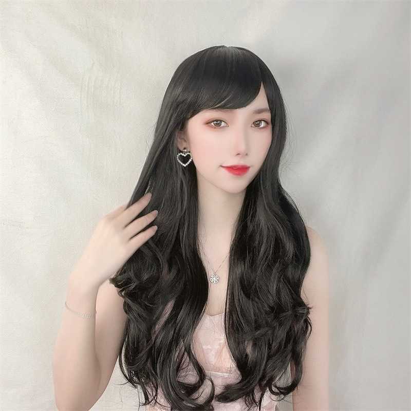 Women's Hair Wigs Lace Synthetic Fashion Slanting Bangs Long Curly Hair Women's Chemical Fiber Wig Head Cover, Black
Women's Hair Wigs Lace Synthetic Fashion Slanting Bangs Long Curly Hair Women's Chemical Fiber Wig Head Cover, Black