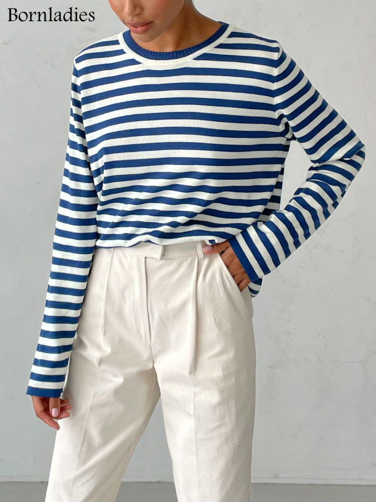 Women's Sweaters Bornladies Knitted Stripe Sweater Women Autumn Winter Loose Casual Thick Pullovers Female Warm Longsleeved Round Neck Tops 221114, Red
Women's Sweaters Bornladies Knitted Stripe Sweater Women Autumn Winter Loose Casual Thick Pullovers Female Warm Longsleeved Round Neck Tops 221114, Red