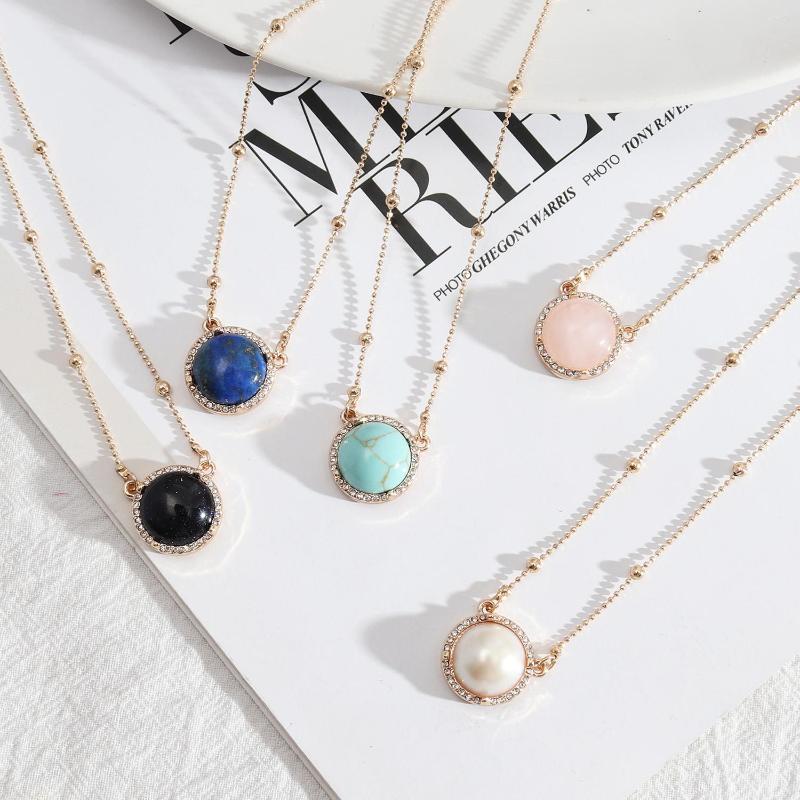 Chains Natural Stone Lapis Lazuli Kallaite Pink Quartz Crystal Pendant Necklaces Gold Color Chain Choker Necklace
Chains Natural Stone Lapis Lazuli Kallaite Pink Quartz Crystal Pendant Necklaces Gold Color Chain Choker Necklace