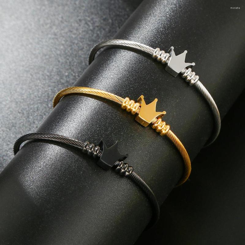 Bangle Trendy 316L Stainless Steel Open Cuff Women's Bracelet Bangles Jewelry Classical Crown Charm For Women Men Gifts
Bangle Trendy 316L Stainless Steel Open Cuff Women's Bracelet Bangles Jewelry Classical Crown Charm For Women Men Gifts