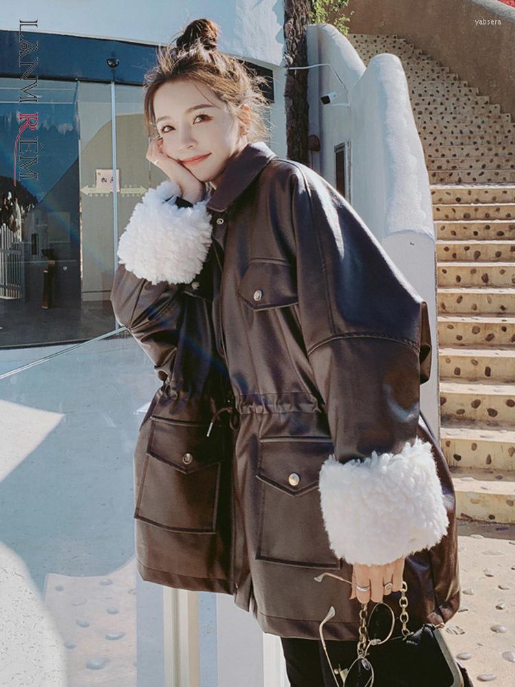 Women's Leather LANMREM PU Coats Lamb Wool Stitching Long Sleeves Drawstring Waist Loose Single Breasted Fashion Winter Warm Coat 2R7770, Black
Women's Leather LANMREM PU Coats Lamb Wool Stitching Long Sleeves Drawstring Waist Loose Single Breasted Fashion Winter Warm Coat 2R7770, Black