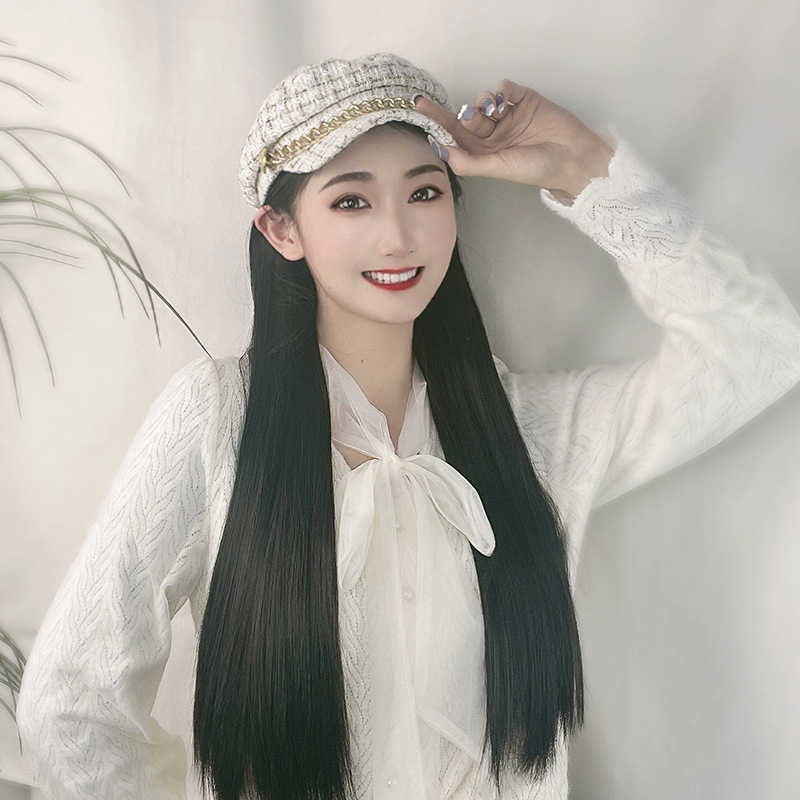 Women's Hair Wigs Lace Synthetic Female Small Fragrant Wind Wig One Black Long Straight Hair Tweed Navy Hat, White hat long straight hair: black
Women's Hair Wigs Lace Synthetic Female Small Fragrant Wind Wig One Black Long Straight Hair Tweed Navy Hat, White hat long straight hair: black