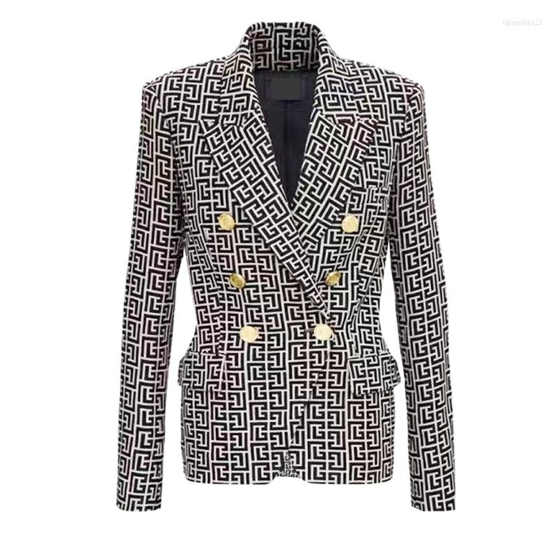Women' Suits Blazer Women Geometrical Jacquard 2022 Designer Jacket Double Breasted Gold Lion Buttons Black Pink Blazers High Quality, Black blazer
Women' Suits Blazer Women Geometrical Jacquard 2022 Designer Jacket Double Breasted Gold Lion Buttons Black Pink Blazers High Quality, Black blazer