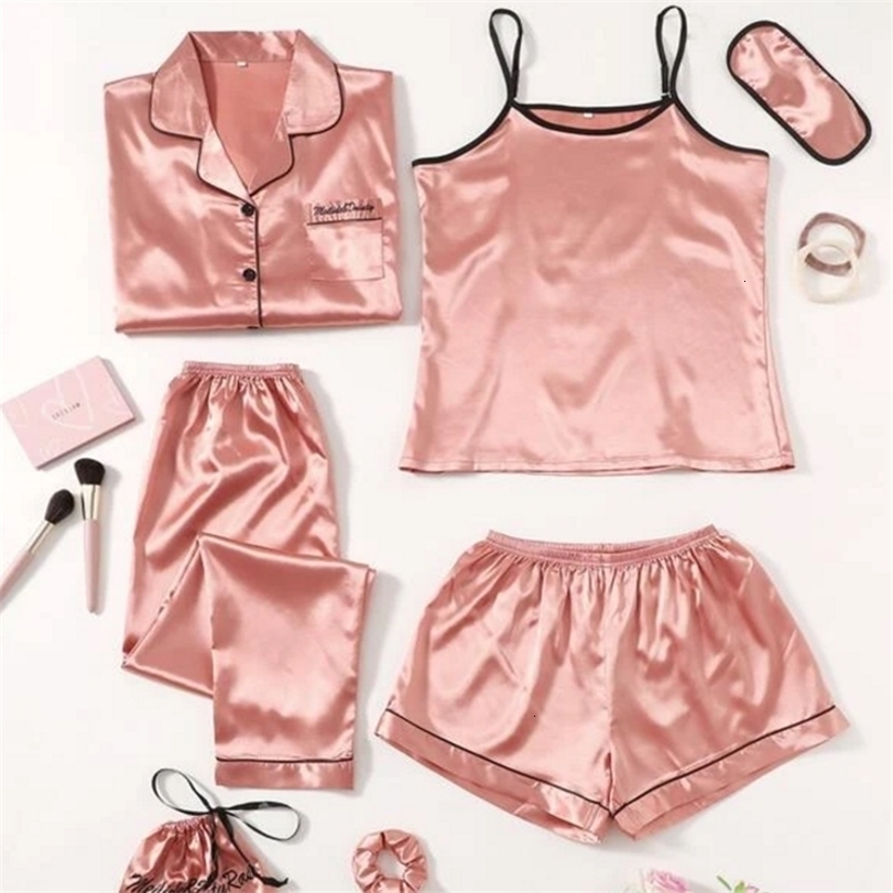 Women's Sleepwear Sexy Pyjamas 5 Pieces Faux Silk Stain Pajamas Sets Without Chest Pad Pyjama Sling Shorts Long Sleeve Pants Sleepwear Tops 221113, Style 2--color 5
Women's Sleepwear Sexy Pyjamas 5 Pieces Faux Silk Stain Pajamas Sets Without Chest Pad Pyjama Sling Shorts Long Sleeve Pants Sleepwear Tops 221113, Style 2--color 5