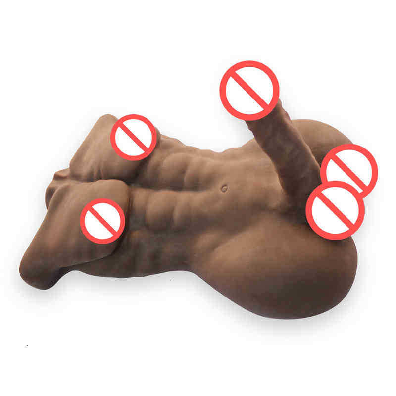 Sex Toys Akkajj Half Body Male Doll Full Silicone Skin Touch Feeling Dildo Anal ual Parts Torso Soft Skeleton Penis 18cm