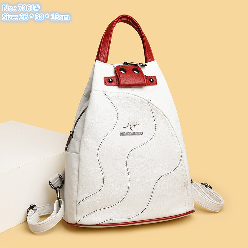 Wholesale factory ladies shoulder bag 4 colors simple folding leisure backpack elegant atmosphere sewing women handbag vertical contrast leather handbags