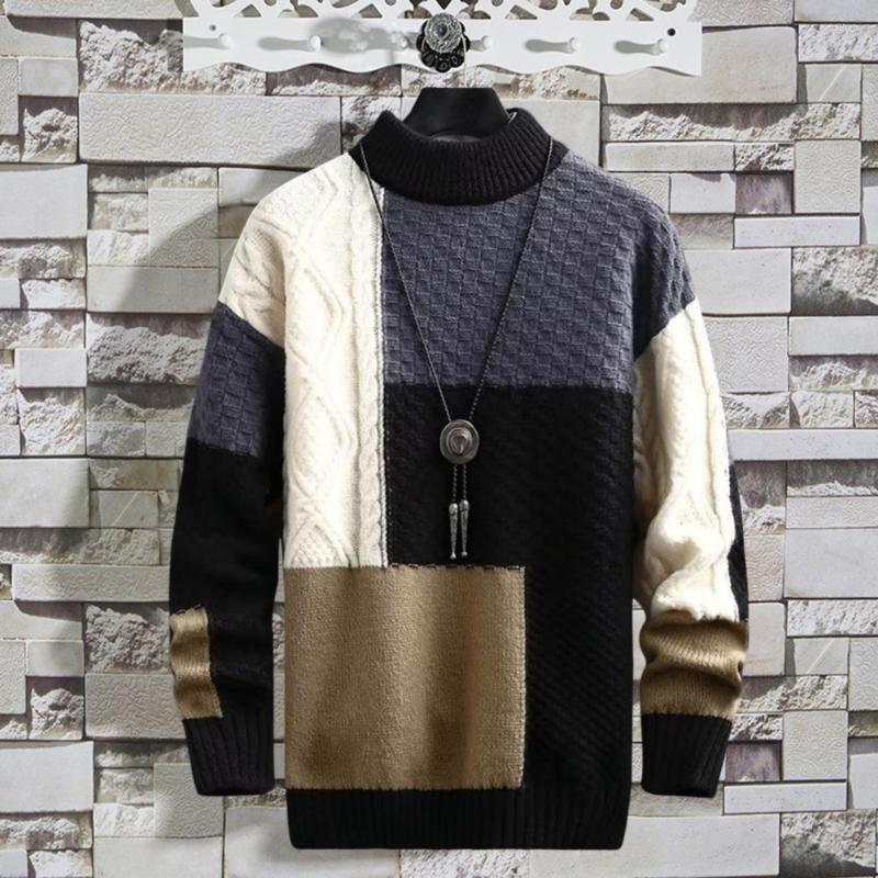 Men's Sweaters Elastic Men Knitwear Color Matching Clothing Pullover Anti-pilling Sweater, Black
Men's Sweaters Elastic Men Knitwear Color Matching Clothing Pullover Anti-pilling Sweater, Black