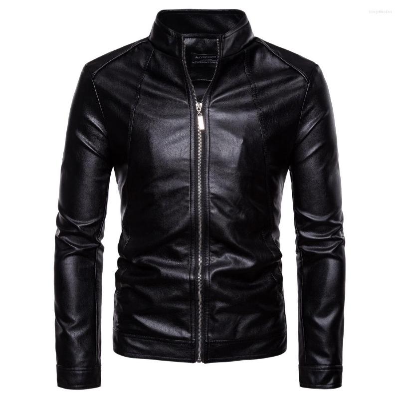 Men' Jackets 2022 Autumn And Winter Stand-up Collar Solid Color Men' Motorcycle Leather Washed PU Jacket, Photo color1
Men' Jackets 2022 Autumn And Winter Stand-up Collar Solid Color Men' Motorcycle Leather Washed PU Jacket, Photo color1