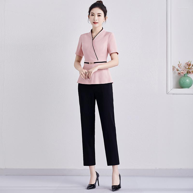 Women' Two Piece Pants Beauty Salon Women Beautician Working Uniforms Sets Sauna Foot Bath Summer Female Workwear For Spa Massage Clothing, Skirt suits 1
Women' Two Piece Pants Beauty Salon Women Beautician Working Uniforms Sets Sauna Foot Bath Summer Female Workwear For Spa Massage Clothing, Skirt suits 1