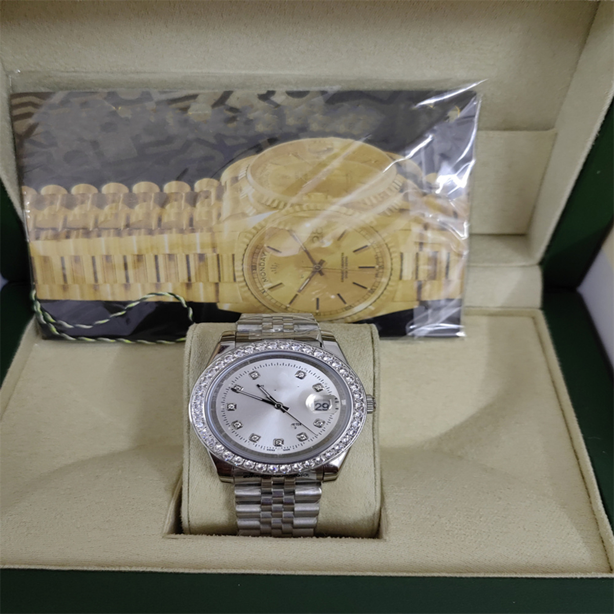 With original box Men Watch 41mm Mens 2813 Dial Mechanical Automatic 904L DJ Factory Stainless Steel Bracelet Triangle Pit Waterproof Watch Gold Silver RoseGold, Style 6
With original box Men Watch 41mm Mens 2813 Dial Mechanical Automatic 904L DJ Factory Stainless Steel Bracelet Triangle Pit Waterproof Watch Gold Silver RoseGold, Style 6