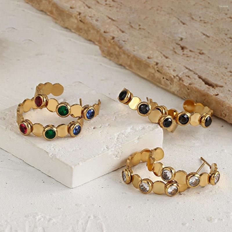 Hoop Earrings Greatera Exquisite Colorful Cubic Zirconia Metal Round For Women Golden Stainless Steel Huggie Jewelry
Hoop Earrings Greatera Exquisite Colorful Cubic Zirconia Metal Round For Women Golden Stainless Steel Huggie Jewelry