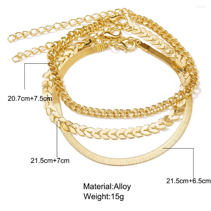 Anklets LUOLER Gold Simple Chain For Women Beach Foot Jewelry Butterfly Crystal Leg Ankle Bracelets Set Accessories