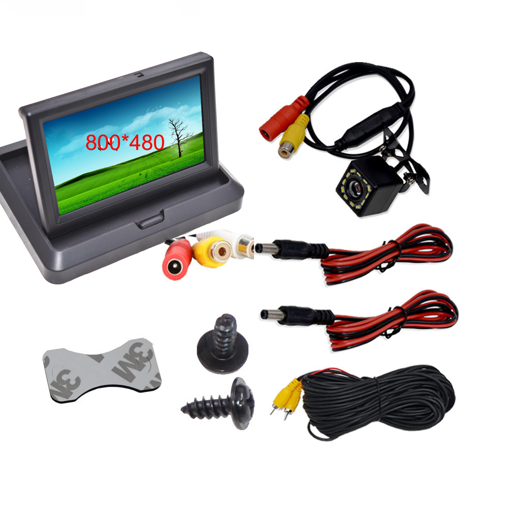 5 Inch Car Monitor 800 480 TFT LCD Foldable Reverse Car Parking Camera with 12 LED Night Vision