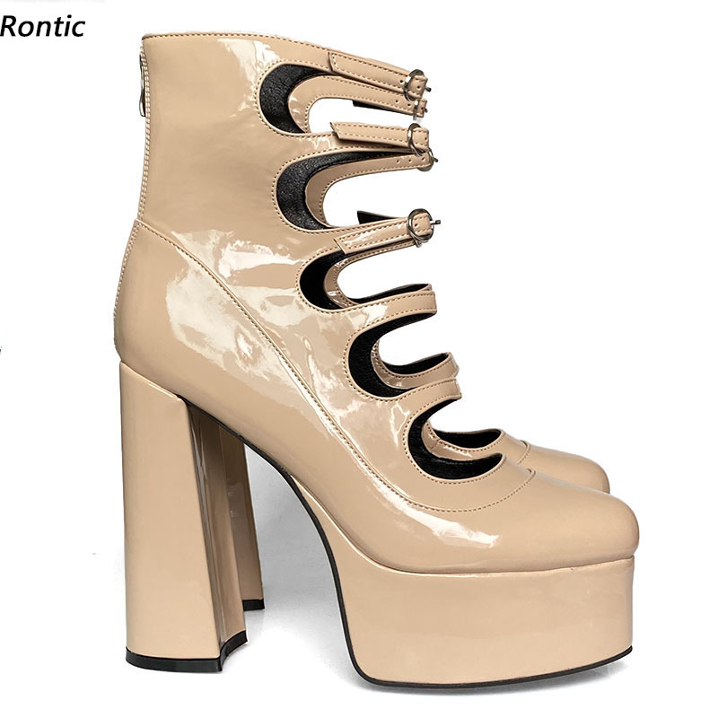 Rontic Handmade Women Platform Ankle Boots Glossy Chunky Heels Round Toe Beautiful Nude Pink Violet Dress Shoes US Size -15, A0942 nude
Rontic Handmade Women Platform Ankle Boots Glossy Chunky Heels Round Toe Beautiful Nude Pink Violet Dress Shoes US Size -15, A0942 nude