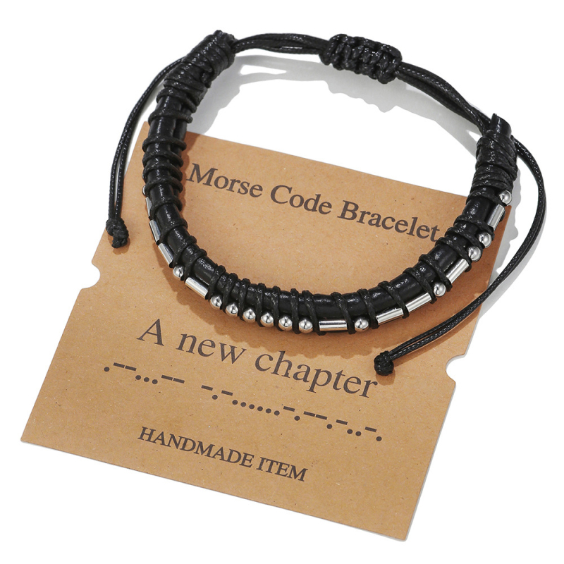 Never Give Up Morse Code Charm Bracelets Braided Couple Bracelet for Lovers Gift