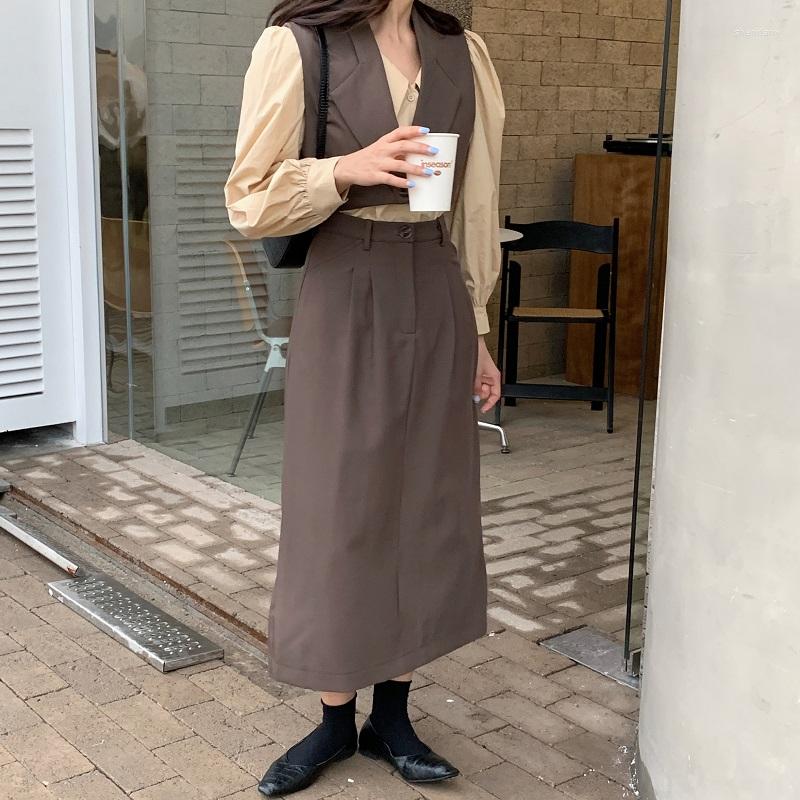 Work Dresses Hstar Spring Autumn 3-Piece Set Skirt Women Korean Fashion Lapel Puff Sleeve Shirt Short Vest Waist Slim Skirts Outfit, Khaki vest
Work Dresses Hstar Spring Autumn 3-Piece Set Skirt Women Korean Fashion Lapel Puff Sleeve Shirt Short Vest Waist Slim Skirts Outfit, Khaki vest