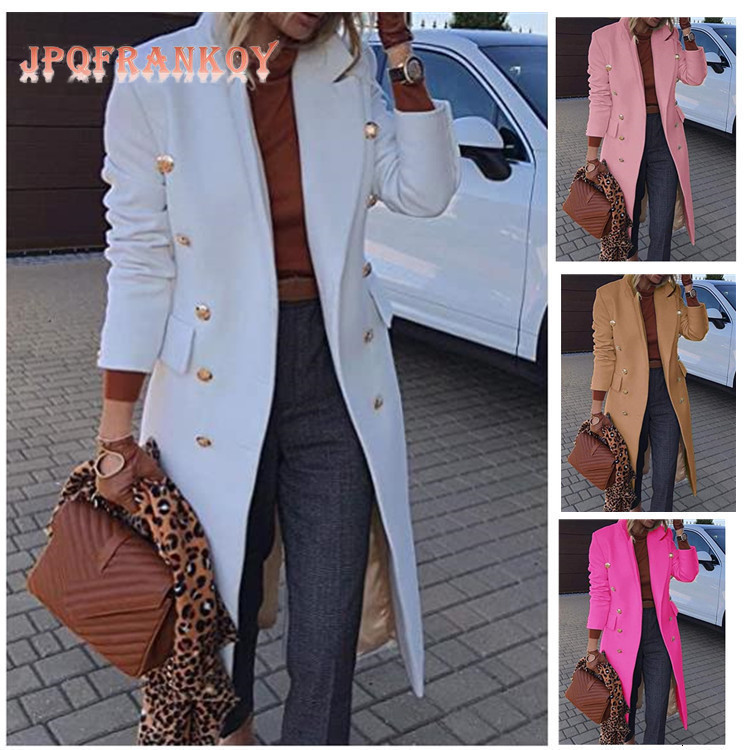 Women's Wool Blends Autumn/winter Multi-color Multi-size Woolen Coat Lapel Long Solid Color Office Lady Button Winter Women Clothes 221114, White
Women's Wool Blends Autumn/winter Multi-color Multi-size Woolen Coat Lapel Long Solid Color Office Lady Button Winter Women Clothes 221114, White