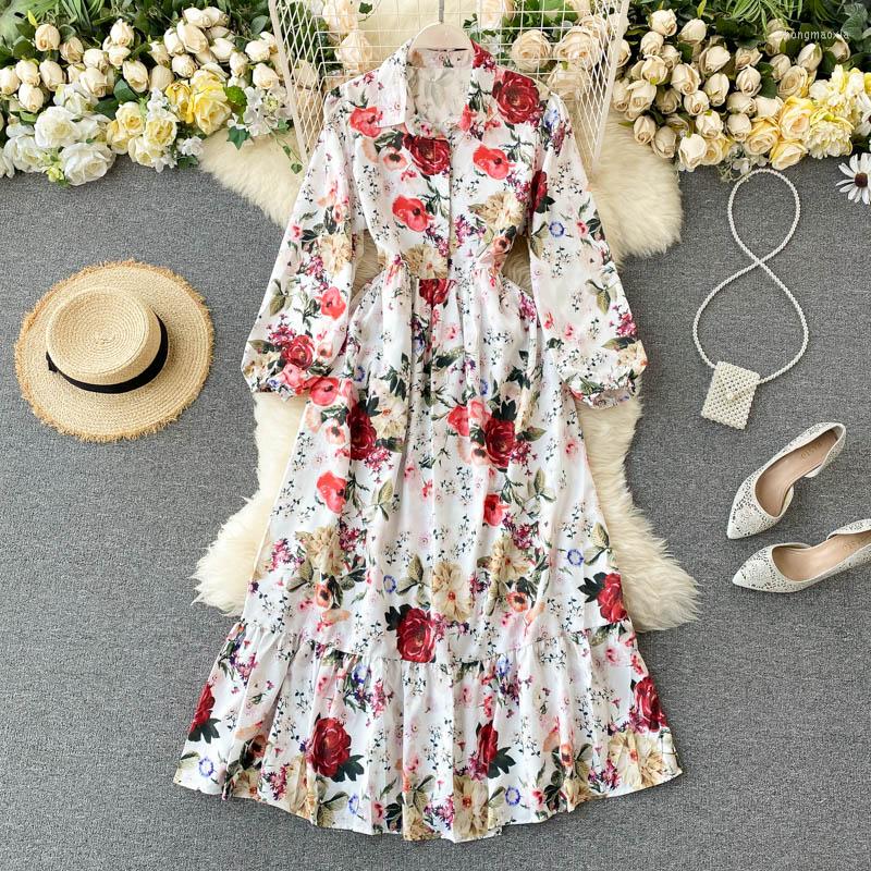 Casual Dresses 2022 Women Fashion Rose European Long Bubble-sleeve Print Flowers Swing Dress Vestidos De Fiesta, White
Casual Dresses 2022 Women Fashion Rose European Long Bubble-sleeve Print Flowers Swing Dress Vestidos De Fiesta, White