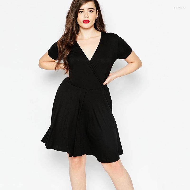 Plus Size Dresses Sexy V-neck Summer Elegant A-line Dress Short Sleeve Surplice Neck Black Fit Flare Knee Length Large 7XL
Plus Size Dresses Sexy V-neck Summer Elegant A-line Dress Short Sleeve Surplice Neck Black Fit Flare Knee Length Large 7XL