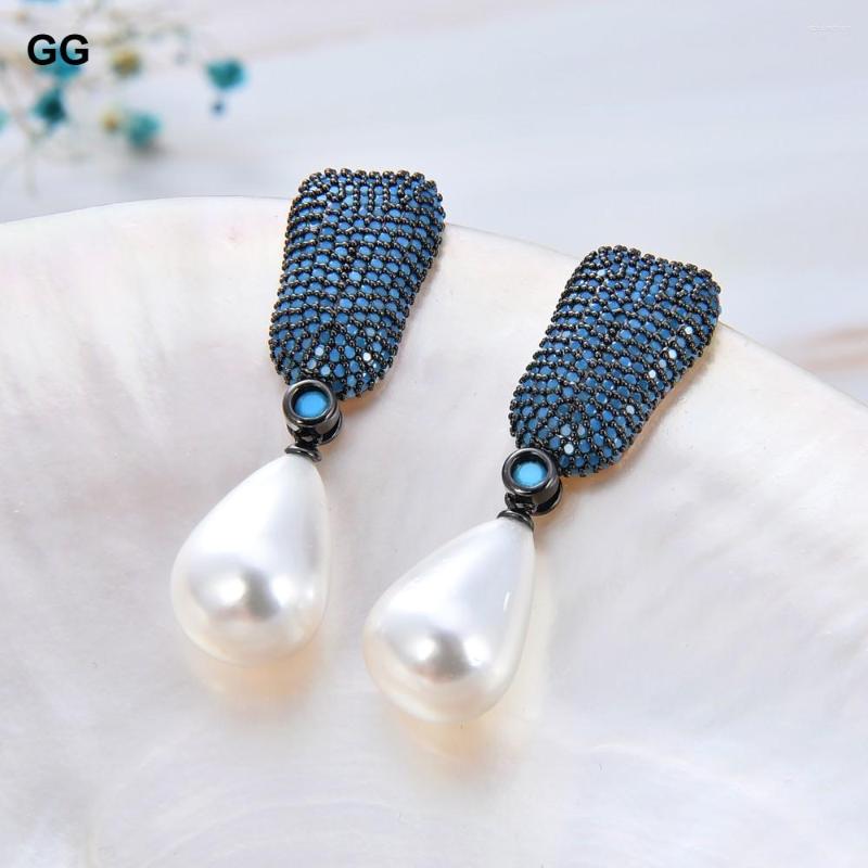 Dangle Earrings GuaiGuai Jewelry 2.6'' 12x17MM White Sea Shell Pearl Blue CZ Pave Stud
Dangle Earrings GuaiGuai Jewelry 2.6'' 12x17MM White Sea Shell Pearl Blue CZ Pave Stud