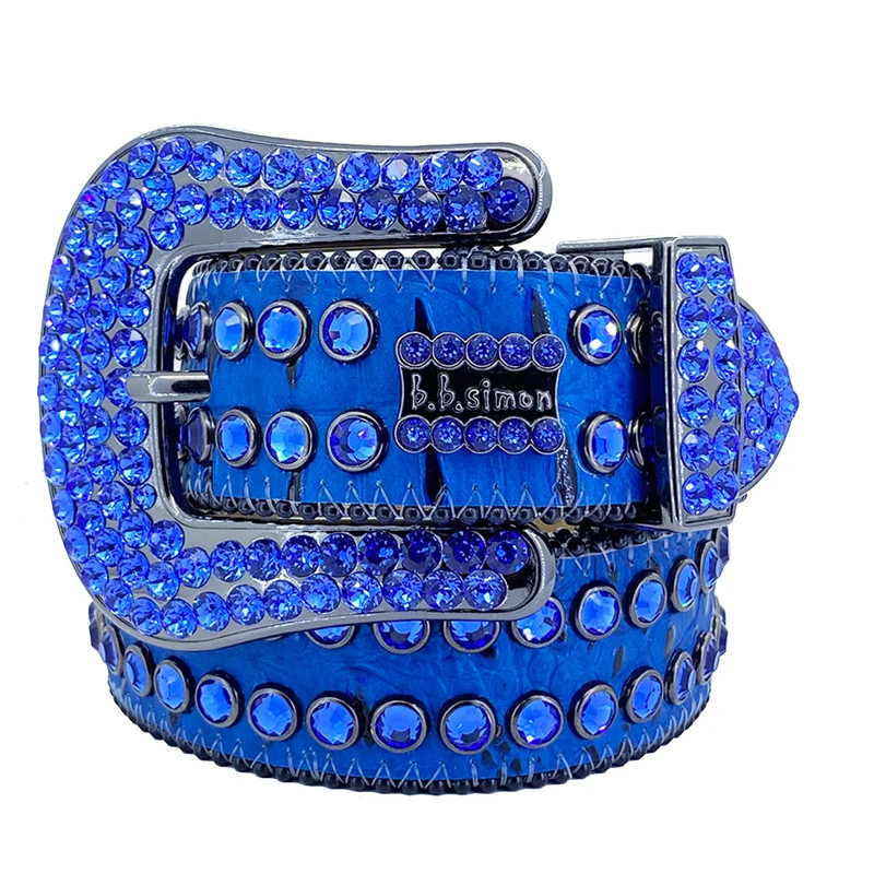 Designer Bb Simon Belts for Men Women Shiny diamond belt Black on Black Blue white multicolour with bling rhinestones as gift691
