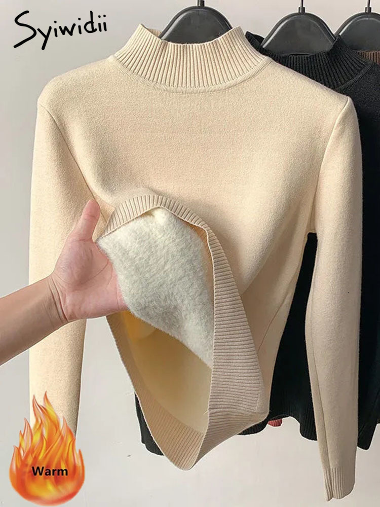 Women' Sweaters Syiwidii Velvet Turtleneck Sweater Women Thicken Pullover Fall Winter Knitted Jumpers Casual Fleece Lined Warm Knit Tops 221111, Apricot
Women' Sweaters Syiwidii Velvet Turtleneck Sweater Women Thicken Pullover Fall Winter Knitted Jumpers Casual Fleece Lined Warm Knit Tops 221111, Apricot