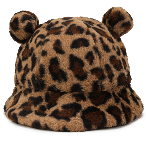 Autumn and winter new leopard print plush hat Children's cute bear ears thickened warm fisherman hat AC499, Black
Autumn and winter new leopard print plush hat Children's cute bear ears thickened warm fisherman hat AC499, Black