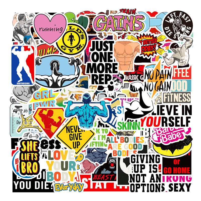 Pack of 50Pcs Cartoon Fitness Stickers No-Duplicate Waterproof Vinyl Sticker for Luggage Skateboard Notebook Water Bottle Car Decals, Multi-color
Pack of 50Pcs Cartoon Fitness Stickers No-Duplicate Waterproof Vinyl Sticker for Luggage Skateboard Notebook Water Bottle Car Decals, Multi-color