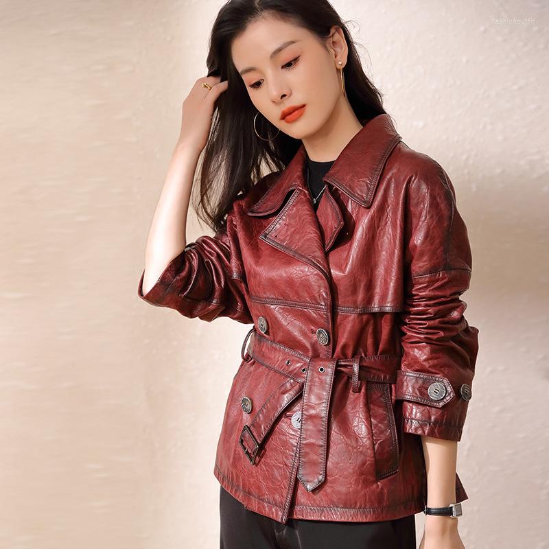 Women's Leather Spring Sheepskin Genuine Jacket Autumn Motorcycle Coats Slim Short Jackets Wine Red Oil-wax Trenchcoat Chaquetas
Women's Leather Spring Sheepskin Genuine Jacket Autumn Motorcycle Coats Slim Short Jackets Wine Red Oil-wax Trenchcoat Chaquetas