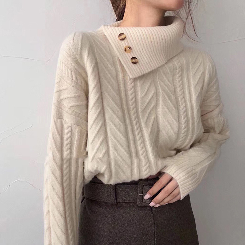 Women's Sweaters Scarf Collar Lazy Style Pullover Thick Sweater Autumn Winter Irregular Sweater Long Sleeve Elegant OL Sweater for Female 221111, Black
Women's Sweaters Scarf Collar Lazy Style Pullover Thick Sweater Autumn Winter Irregular Sweater Long Sleeve Elegant OL Sweater for Female 221111, Black
