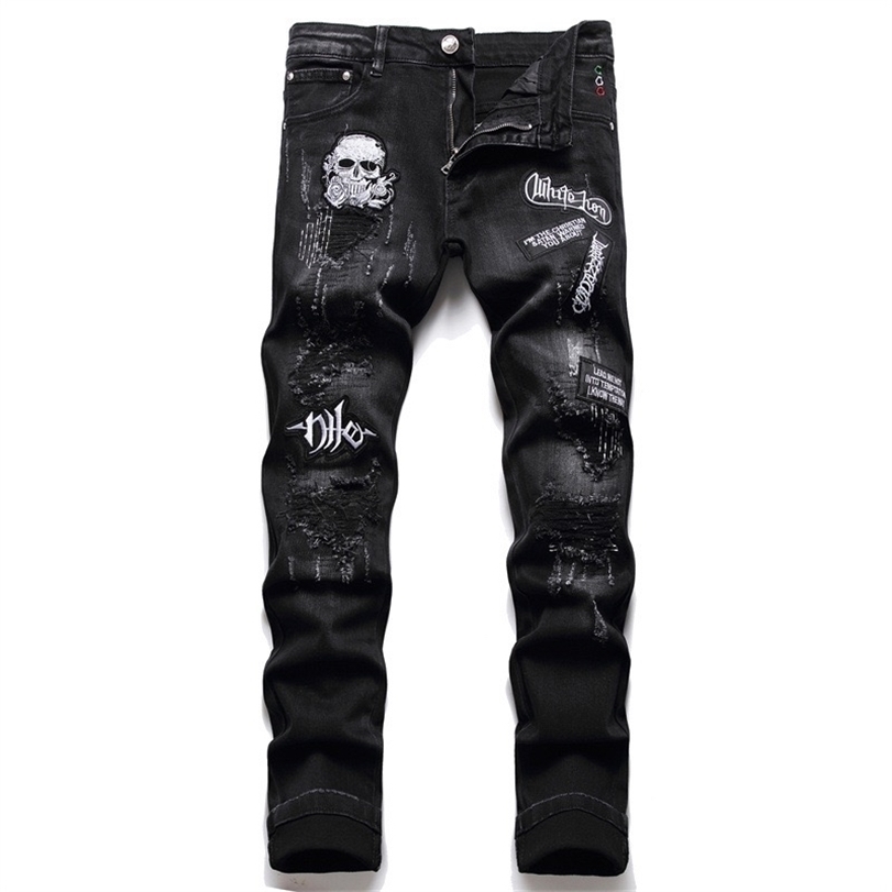 Mens Jeans EH MD Skull Embroidery Black Holes Scraped 3D Micro Chapter Stitching Worn Soft Casual Cotton Trend High Elastic 2 221113
Mens Jeans EH MD Skull Embroidery Black Holes Scraped 3D Micro Chapter Stitching Worn Soft Casual Cotton Trend High Elastic 2 221113