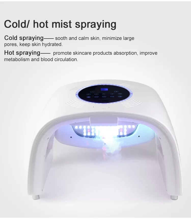 LED Light Therapy Face Mask with 7 Colours & Mist Spray, Treats Acne & Reduces Wrinkles, Skin Rejuvenation & Brightening for Home Use