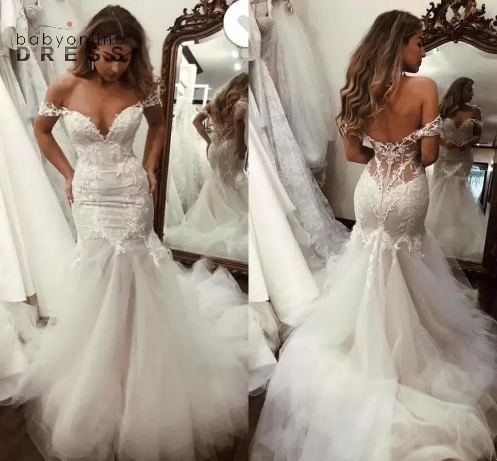 Gorgeous Lace Mermaid Wedding Dresses Sexy 2022 Off Shoulder Backless Appliqued Ruched Long Tulle Bridal Wedding Gowns BC4384, Coral
Gorgeous Lace Mermaid Wedding Dresses Sexy 2022 Off Shoulder Backless Appliqued Ruched Long Tulle Bridal Wedding Gowns BC4384, Coral