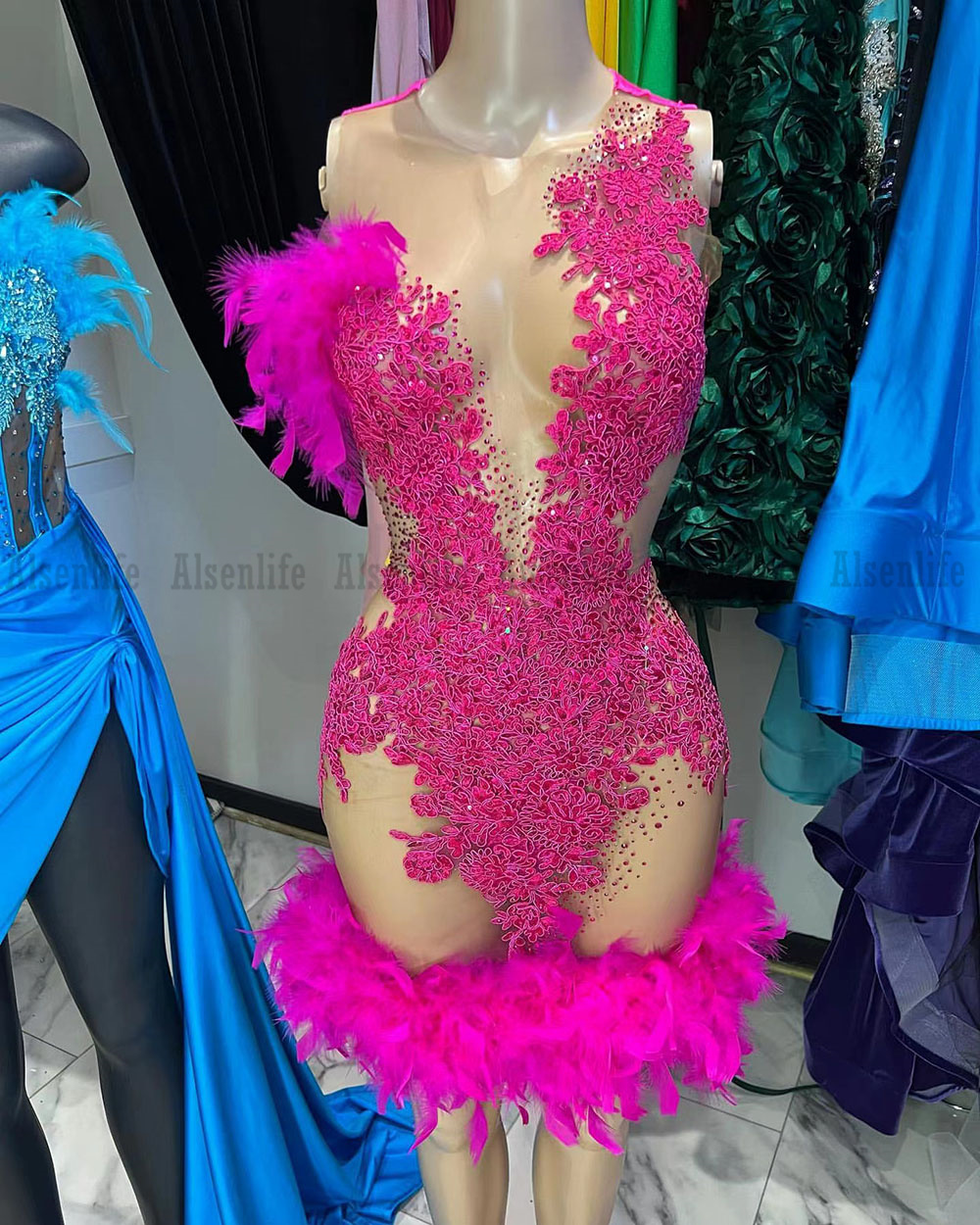 Sexy Short Prom Dress With Feather Lace Birthday Party Cocktail Homecoming Gowns Robe De Bal Graduation Wear, Dark red
Sexy Short Prom Dress With Feather Lace Birthday Party Cocktail Homecoming Gowns Robe De Bal Graduation Wear, Dark red