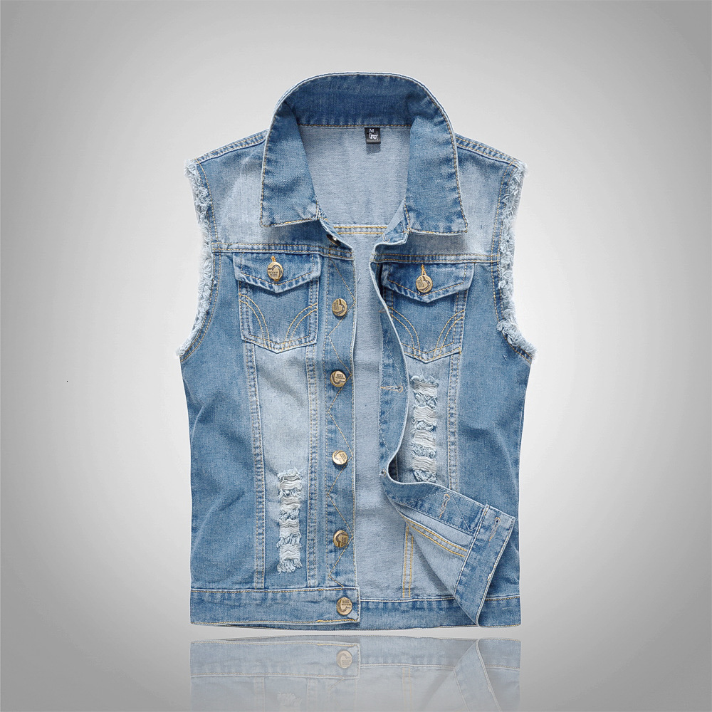 Men's Vests Denim Vest Jacket Sleeveless Casual Waistcoat Spring Jean Coat Ripped Slim Fit Male Cowboy Gilet Homme 6XL 221114, 2213
Men's Vests Denim Vest Jacket Sleeveless Casual Waistcoat Spring Jean Coat Ripped Slim Fit Male Cowboy Gilet Homme 6XL 221114, 2213