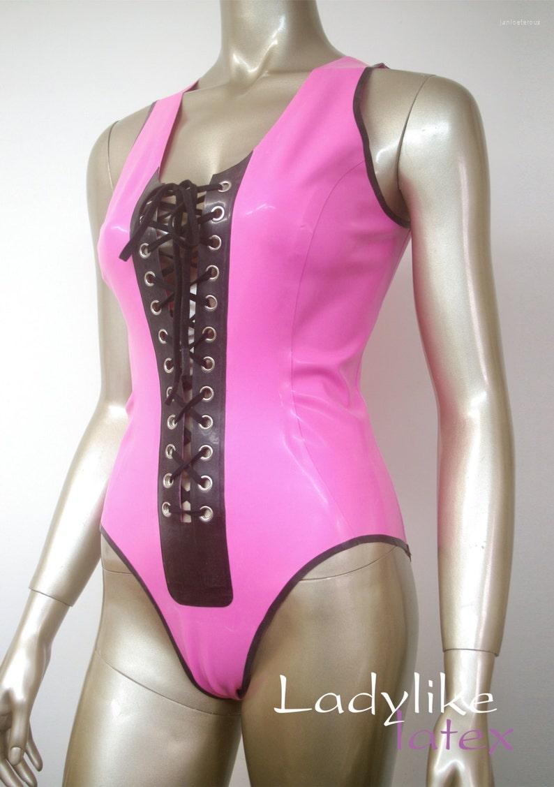 Women's Shapers Sexy Latex Lingerie Rubber Bodysuit R Panties Lace Up Front Body / Sleeveless, Pink
Women's Shapers Sexy Latex Lingerie Rubber Bodysuit R Panties Lace Up Front Body / Sleeveless, Pink