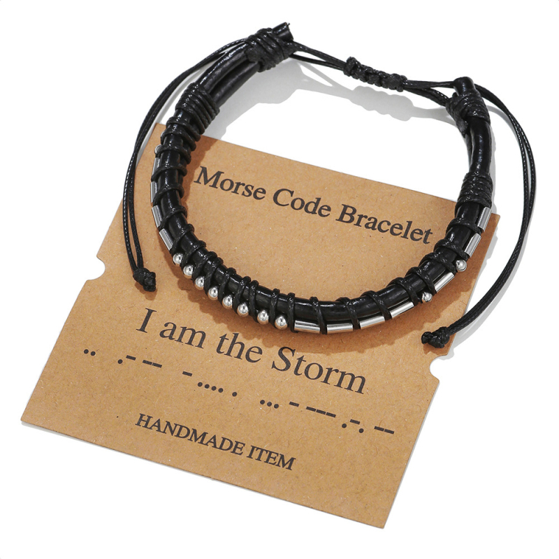 Never Give Up Morse Code Charm Bracelets Braided Couple Bracelet for Lovers Gift