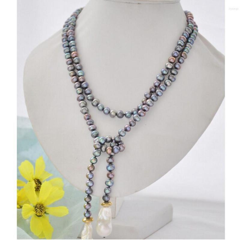 Chains Fashion Jewelry White Keshi Baroque Black Round Freshwater Pearl Necklace 45inch
Chains Fashion Jewelry White Keshi Baroque Black Round Freshwater Pearl Necklace 45inch