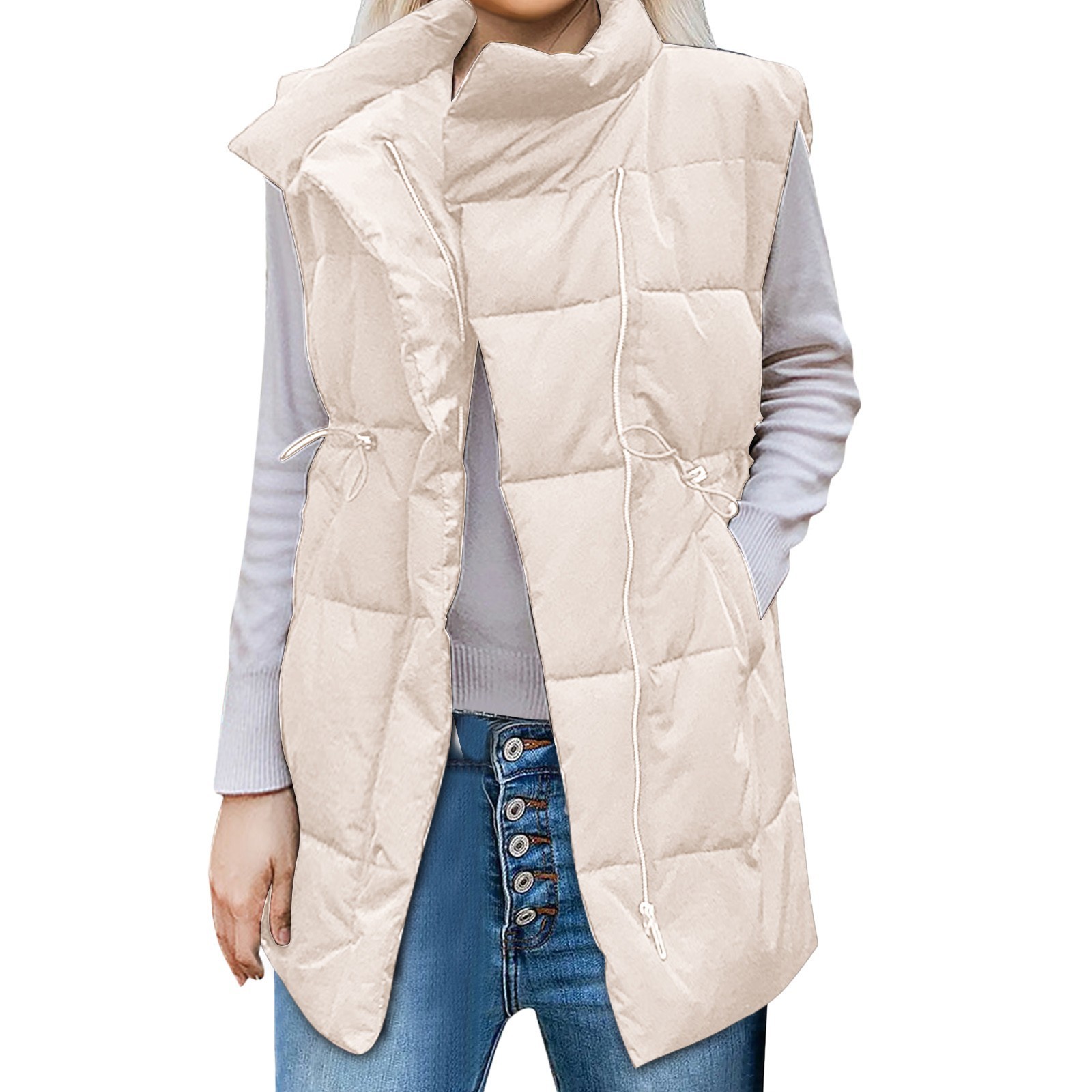 Women' Vests Autumn Winter Women Solid Loose Korean Vest Stand Collar Long Vest Jacket Cotton Padded Women Windproof Warm Waistcoat 221114, Black
Women' Vests Autumn Winter Women Solid Loose Korean Vest Stand Collar Long Vest Jacket Cotton Padded Women Windproof Warm Waistcoat 221114, Black