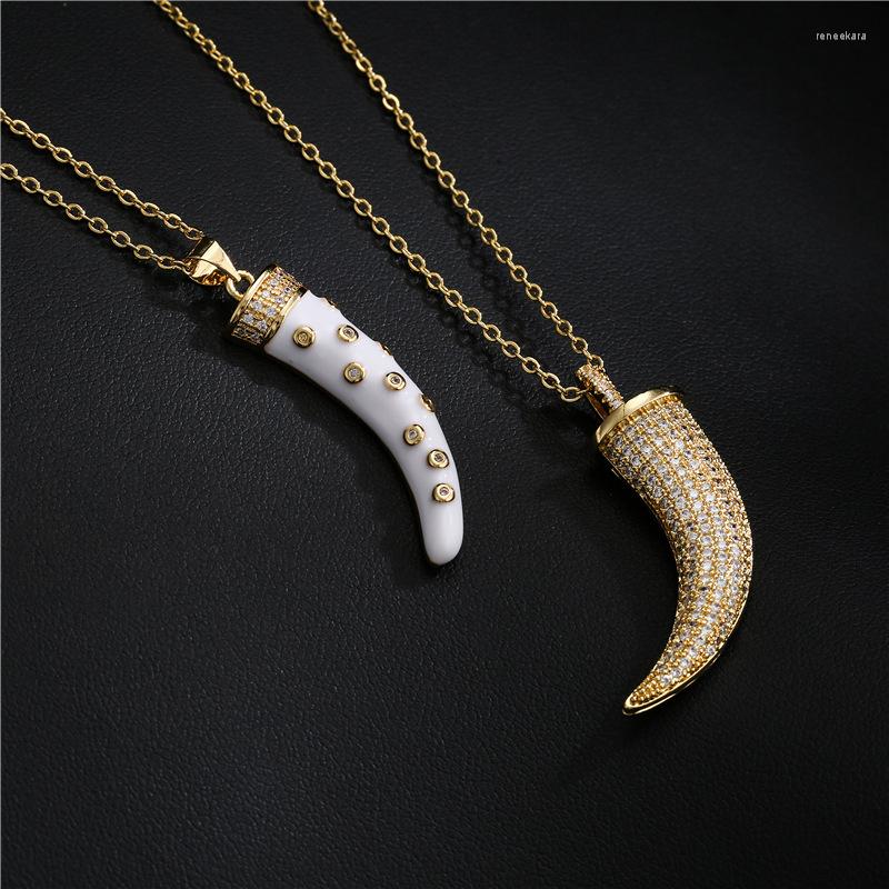 Chains Hip Hop Talisman Gold Necklace For Women White Oil Dropped Copper Micropaved Zircon Horn Pendant Jewelry
Chains Hip Hop Talisman Gold Necklace For Women White Oil Dropped Copper Micropaved Zircon Horn Pendant Jewelry