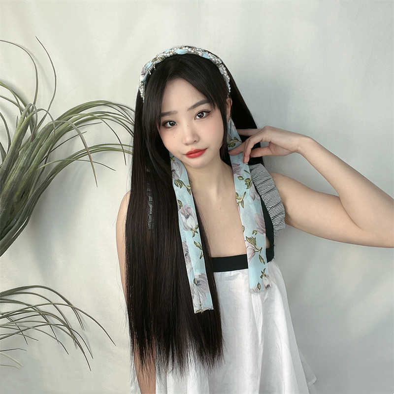 Women's Hair Wigs Lace Synthetic Live Broadcast with Wig's Straight Pearl Streamer Headband Integrated Half Head Set Net Red Same Long Hair, Black wig
Women's Hair Wigs Lace Synthetic Live Broadcast with Wig's Straight Pearl Streamer Headband Integrated Half Head Set Net Red Same Long Hair, Black wig