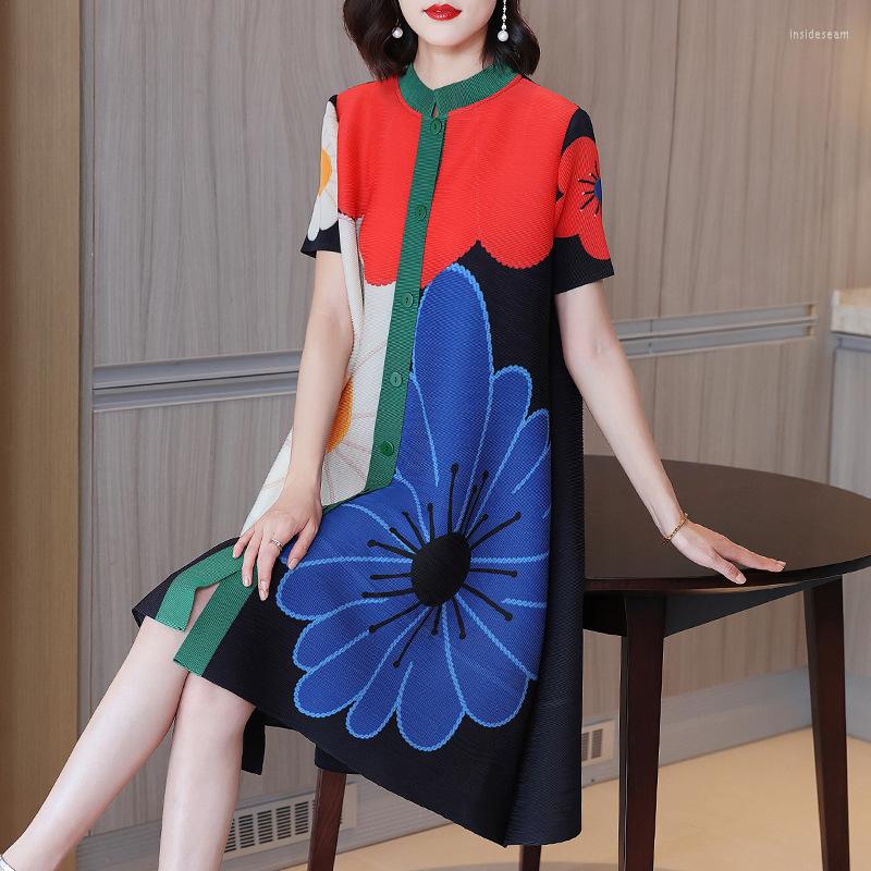 Women's Trench Coats 2022 High-End Pleated Fashion Printed Short-Sleeve Coat Dress For Women'S Summer Loose Wmen'S Blouse Overskirt, Blue 
Women's Trench Coats 2022 High-End Pleated Fashion Printed Short-Sleeve Coat Dress For Women'S Summer Loose Wmen'S Blouse Overskirt, Blue