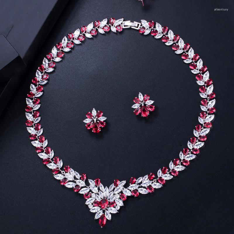 Necklace Earrings Set ThreeGraces White Gold Color Marquise Shape Red Zirconia Stones Big Flower Statement Sets For Women Party Jewelry, Picture shown
Necklace Earrings Set ThreeGraces White Gold Color Marquise Shape Red Zirconia Stones Big Flower Statement Sets For Women Party Jewelry, Picture shown