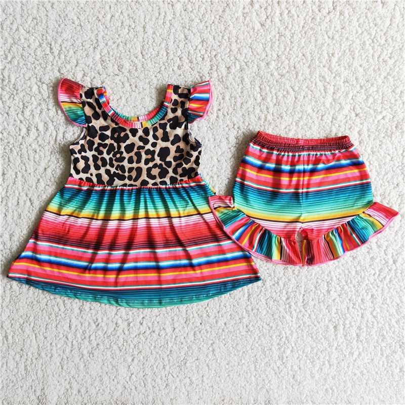 Clothing Sets Wholesale Western Leopard Children Baby Girl Boutique Set Kid Shirt Ruffle Colorful Stripe Shorts Summer Outfit Clothes, Gsso0022
Clothing Sets Wholesale Western Leopard Children Baby Girl Boutique Set Kid Shirt Ruffle Colorful Stripe Shorts Summer Outfit Clothes, Gsso0022
