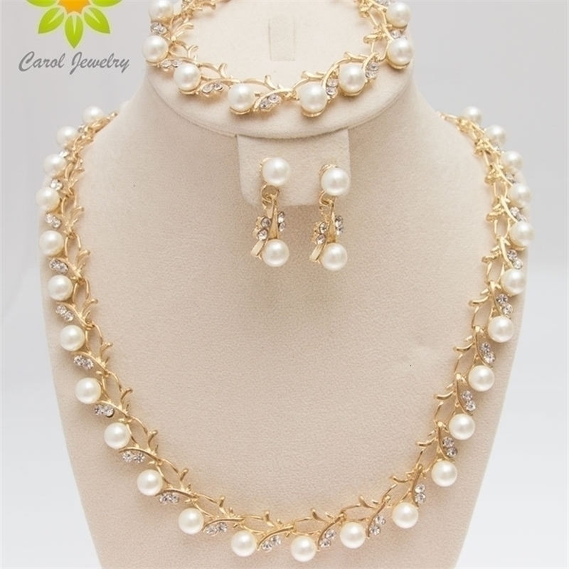 Wedding Jewelry Sets Classic Imitation Pearl Gold Silver Plated Clear Crystal Party Gift Fashion Costume 221109
Wedding Jewelry Sets Classic Imitation Pearl Gold Silver Plated Clear Crystal Party Gift Fashion Costume 221109