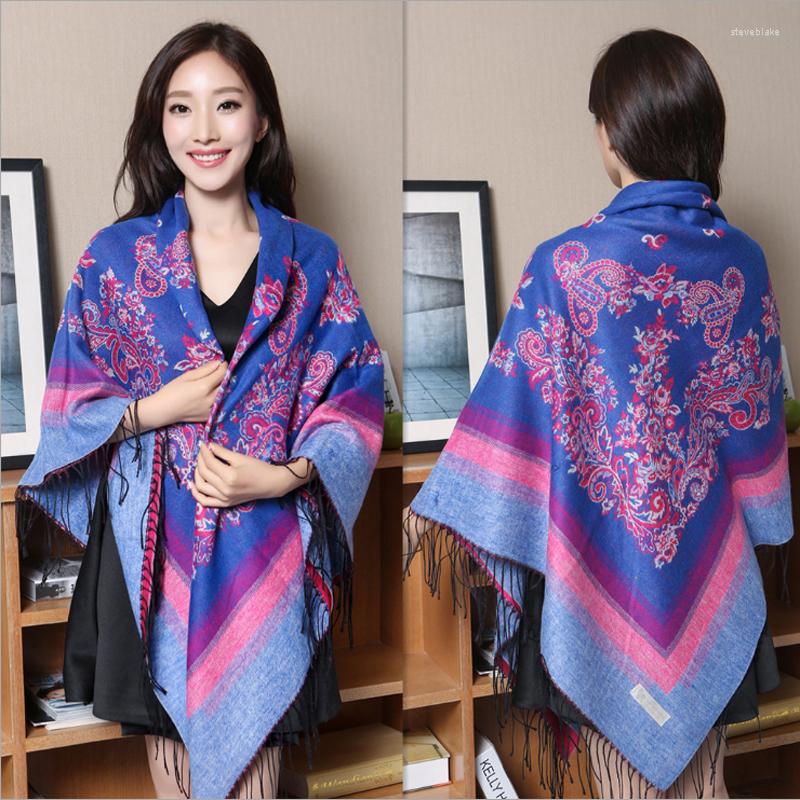 

Scarves Square Arrival Fashion Jewelblue National Style Women's Fine Tasslels Cashmere Pashmina Thick Shawl Scarf Blanket Warm 1220