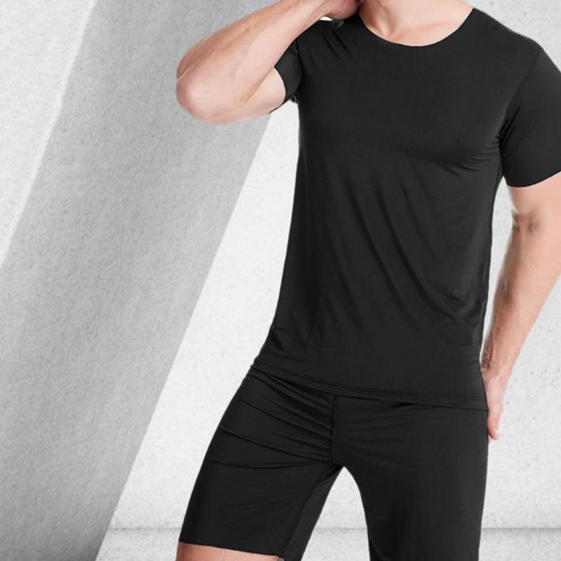 Men's Sleepwear 2 Pcs/Set Men Pajamas Sets Solid Color O Neck Short Sleeve Elastic Summer Underwear For Sleeping, Blue
Men's Sleepwear 2 Pcs/Set Men Pajamas Sets Solid Color O Neck Short Sleeve Elastic Summer Underwear For Sleeping, Blue