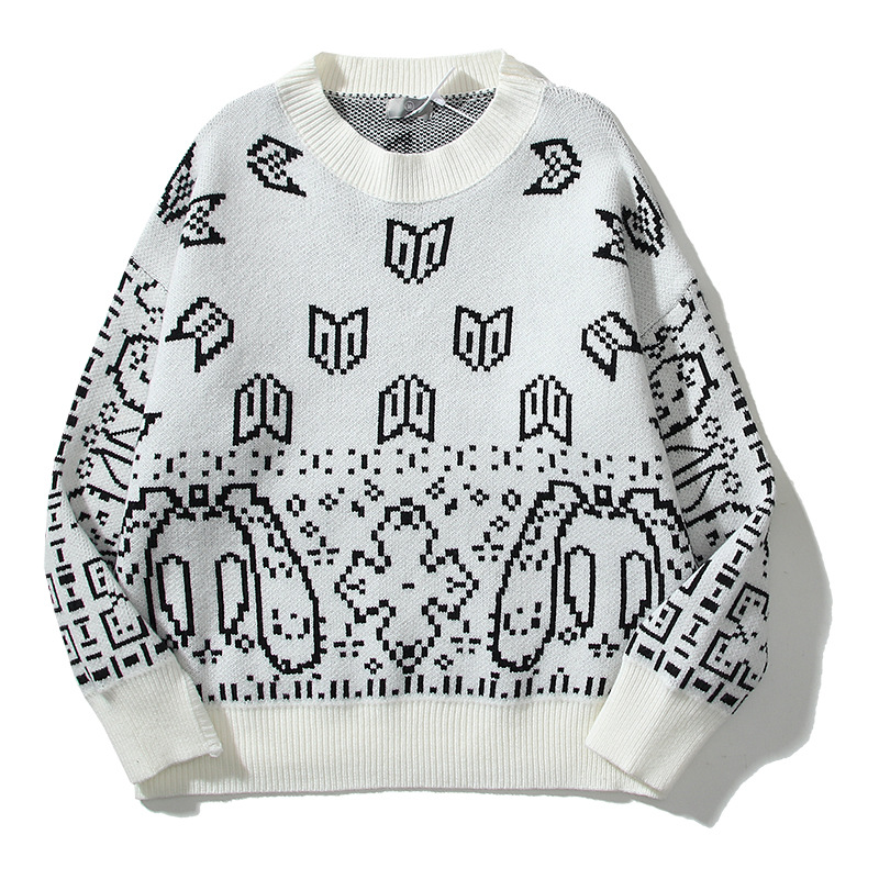 High Street Sweaters Knitted Oversized Men Womens Print Pullover Hip Hop Sweater Streetwear Casual Loose Men Tops, White
High Street Sweaters Knitted Oversized Men Womens Print Pullover Hip Hop Sweater Streetwear Casual Loose Men Tops, White