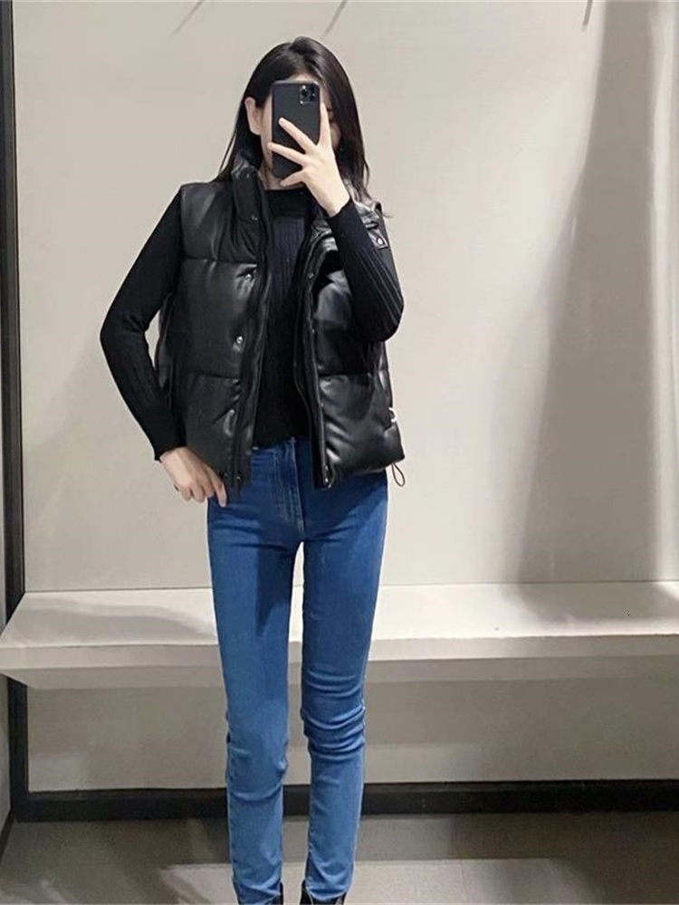 Women's Vests MESTTRAF Women Fashion Leather Cotton Pocket Padded Waistcoat Vintage Sleeveless Female Outerwear Streetwear 221114, As picture
Women's Vests MESTTRAF Women Fashion Leather Cotton Pocket Padded Waistcoat Vintage Sleeveless Female Outerwear Streetwear 221114, As picture