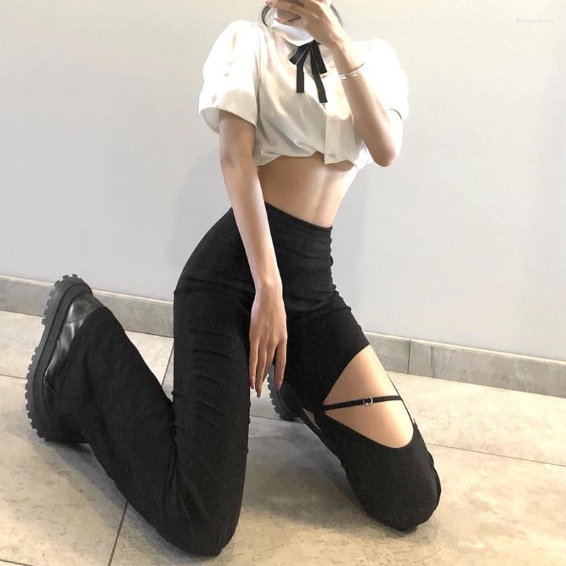 Women' Pants 2022 Summer High Street Style High-Waisted Solid Flared Trousers Thighs Personality With Hollow And Sexy Show Legs Long, Black
Women' Pants 2022 Summer High Street Style High-Waisted Solid Flared Trousers Thighs Personality With Hollow And Sexy Show Legs Long, Black